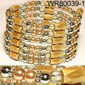 36inch Golden Plastic ,Glass, Magnetic Wrap Bracelet Necklace All in One Set